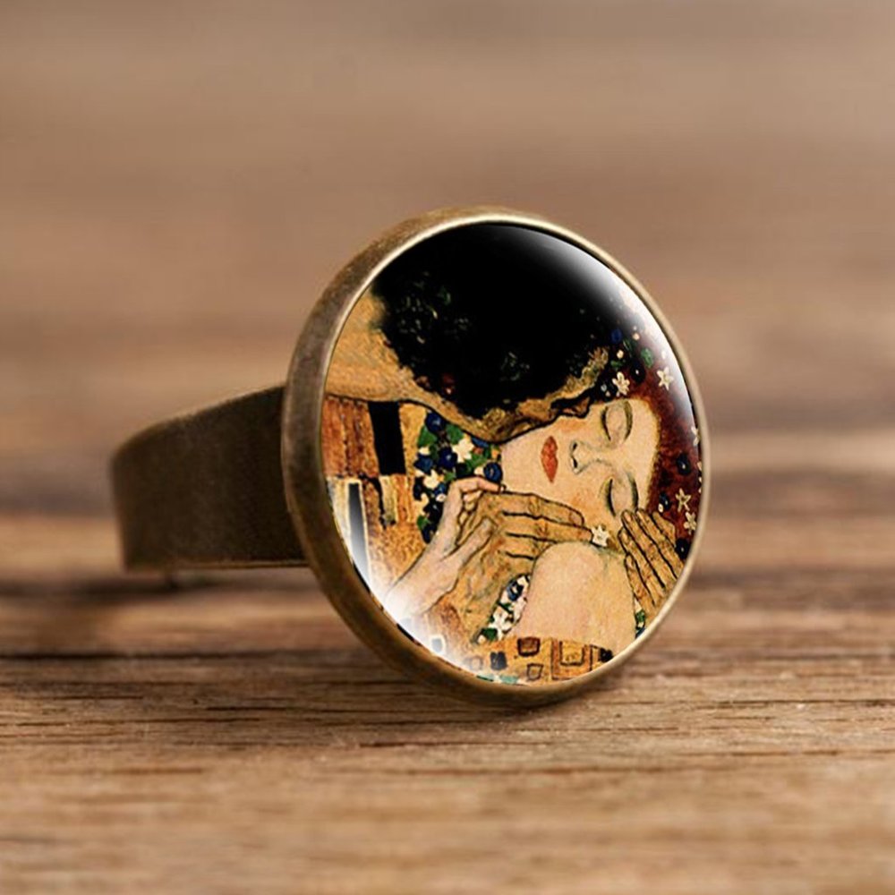 Gustav Klimt The Kiss Ring Adjustable OSF